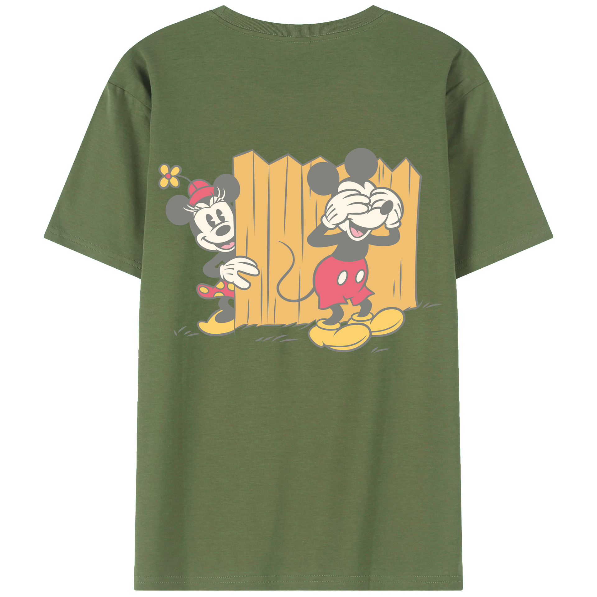 ミッキーマウス Mickey Mouse 綿100％ メンズ半袖Tシャツ（バックプリント） 通気性
